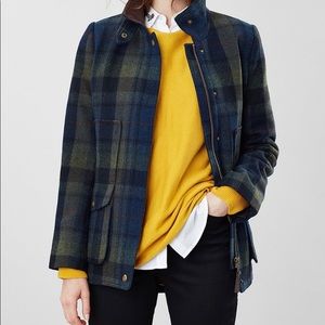 Joules plaids wool blend short coat, size 6